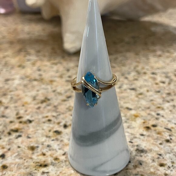 14KYG Blue Topaz Womens Ring - Natural Gemstone
